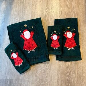 Festive Vintage Santa Towel Set